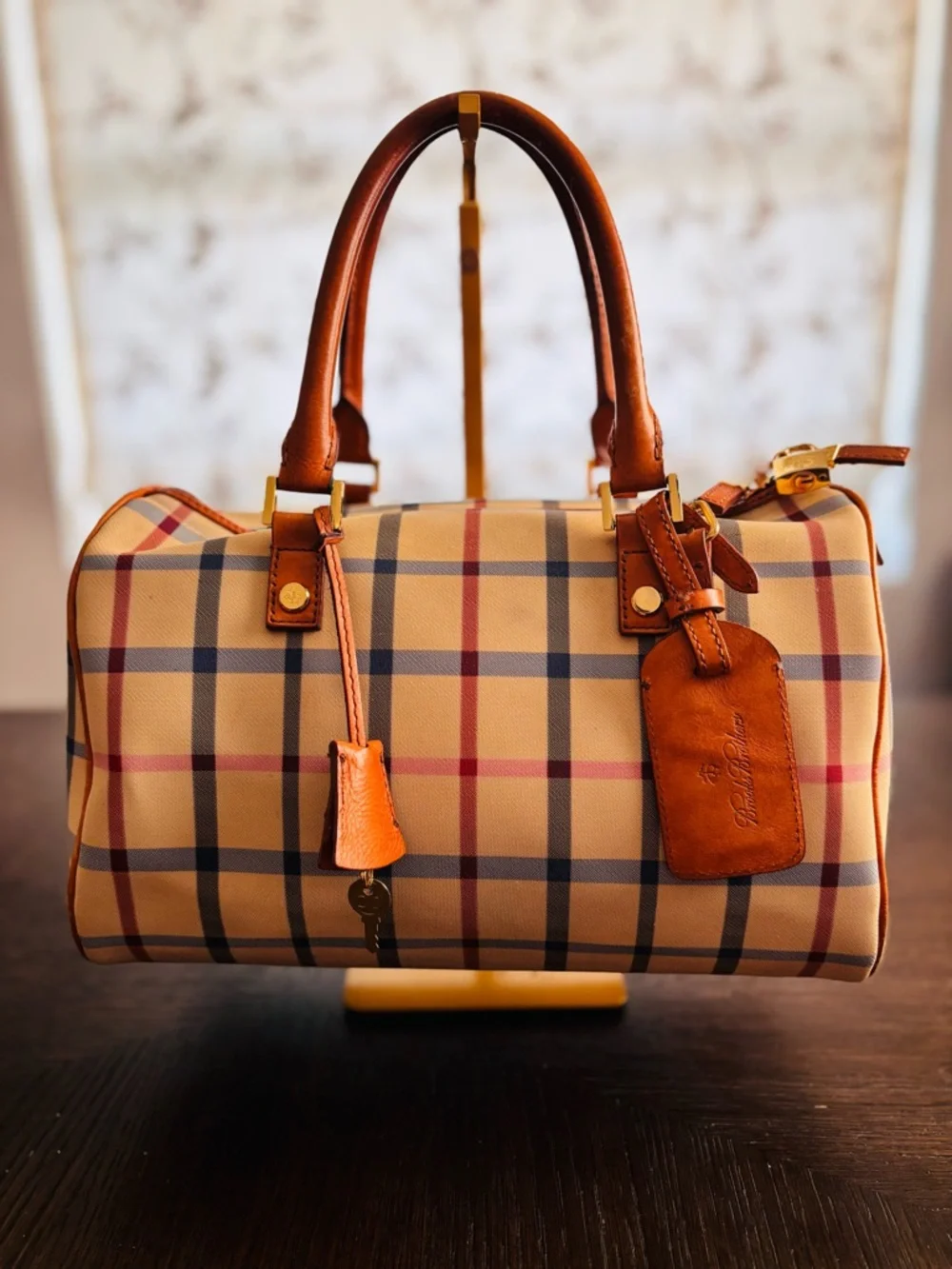 Vintage Brooks Brothers Plaid Boston Satchel Bag w/ Lock & Key